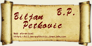 Biljan Petković vizit kartica